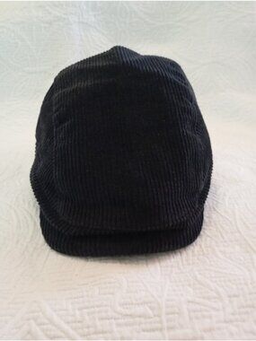 Stewart Of Scotland Black Corduroy Newsboy Cap L/XL 100% Cotton Men’s